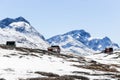 Qoornoq abandoned fishermen village, nowdays summer residence in Royalty Free Stock Photo