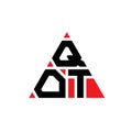 QOT triangle letter logo design with triangle shape. QOT triangle logo design monogram. QOT triangle vector logo template with red Royalty Free Stock Photo