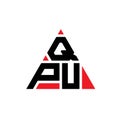 QPU triangle letter logo design with triangle shape. QPU triangle logo design monogram. QPU triangle vector logo template with red Royalty Free Stock Photo