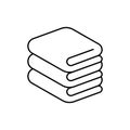 Stack of folded bath towels or napkins line art vector icon