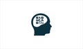 QR barcode inside human head icon logo