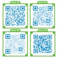 Set of four QR code icons in vector illustration. Royalty Free Stock Photo