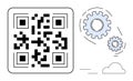 QR Code and Gear Mechanisms Representing Digital Automation and Technology Integration Royalty Free Stock Photo