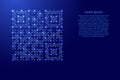 QR code arbitrary, icon from futuristic polygonal blue lines and glowing stars for banner, poster, greeting card. Vector