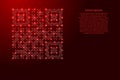 QR code arbitrary, icon from futuristic polygonal red lines and glowing stars for banner, poster, greeting card. Vector
