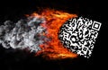 QR code barcode burning, on black Royalty Free Stock Photo