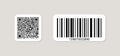 Qr code and barcode icon. Qrcode for scan. Tag for price, sku and data on product. Different logo for scanner. Square pictogram