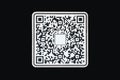 QR code on the black background, black and white