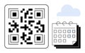 QR Code with Calendar and Cloud Icon Representing Scheduling and Digital Integration Royalty Free Stock Photo