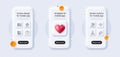 Qr code, Chemistry lab and Wifi line icons pack. For web app. 3d phone mockups. Vector