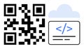QR Code with Cloud and Coding Symbol Digital Technology and Data Integration Royalty Free Stock Photo