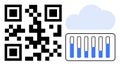 QR Code with Cloud and Data Bars Representing Digital Connectivity and Analytics Royalty Free Stock Photo