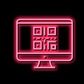 qr code on computer screen neon glow icon illustration Royalty Free Stock Photo