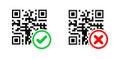 Qr code control icon check mark and cross