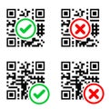 Qr code control icon check mark and cross