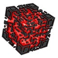 QR code cube, 3D rendering