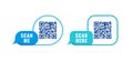 QR code 3d speech bubble with inscription scan me and scan here. Qr code for smartphone, payment, web, mobile app, ecommerce.