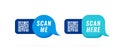 QR code 3d speech bubble with inscription scan me and scan here. Qr code for smartphone, payment, web, mobile app, ecommerce.