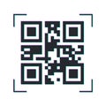 Qr code. Digital scanning label in cyber style. With the glitch effect