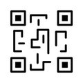 QR Code flat line icon. Wireless RFID chip and radio-frequency identificationscanner, package code, barcode. Outline sign for