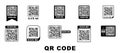 Qr code frame vector set. Scan me phone tag. Qr code mock-up, mockup. Barcode smartphone id icon.