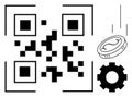QR Code with Falling Coin and Gear Representing Digital Payments and Technology Integration Royalty Free Stock Photo