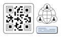 QR Code, Global Communication Network, and Digital Text for Connectivity Concepts Royalty Free Stock Photo