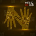 QR code hand. Silhouette human hands with qr code. Technology concept