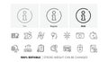 Qr code, Hourglass timer and Medical analyzes line icons. For web app, printing. Line icons. Vector