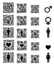 QR code icon man, woman and heart