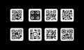 QR Code Icon Set Black and White Royalty Free Stock Photo