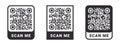 QR code icons. Quick Response codes. Barcode sign. QR code for mobile app. Vector images