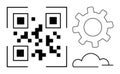 QR code integration with cloud technology and automation represented by a gear and cloud icon Royalty Free Stock Photo