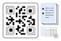 QR Code Beside Invoices and Financial Documents Representing Digital Payment System Royalty Free Stock Photo