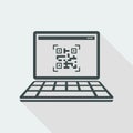 Qr code on laptop - Flat minimal icon Royalty Free Stock Photo
