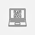 QR Code on Laptop Screen vector concept line icon Royalty Free Stock Photo