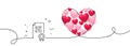 Qr code line icon. Scan barcode sign. Continuous line big heart. Vector