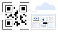 QR Code with Digital Interface and Cloud Connection for Secure Data Access Royalty Free Stock Photo