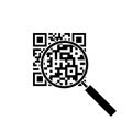 Qr code through the magnifying glass Royalty Free Stock Photo