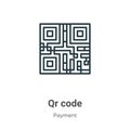 Qr code outline vector icon. Thin line black qr code icon, flat vector simple element illustration from editable ecommerce concept Royalty Free Stock Photo