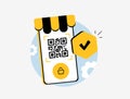 QR code payments concept. Qr scanning at checkout, e-commerce mobile payment methods. Qr code scanning ecommerce Royalty Free Stock Photo