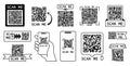Qr code scan. Barcodes, codes for online payments or info find and scanning phones. Web app ui ux elements. Isolated Royalty Free Stock Photo