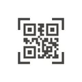 Qr code scan black vector icon. Qr scanner glyph symbol.