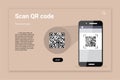 QR code scan color vector landing page template
