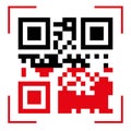 Qr code scan icons. Use the Qr button with the red line scan icon template. Vector QR code sample for smartphone scan. The program Royalty Free Stock Photo