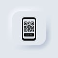 QR code scan me icon. QR code for mobile app, payment and phone. Neumorphic UI UX white user interface web button. Neumorphism. Royalty Free Stock Photo