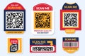 QR code scan me sticker set for smartphone scanning. Collection of modern colourful Scan me QR code labels