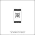 Qr code scan phone vector icon on white isolated background. Layers grouped for easy editing illustration.