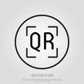 QR code icon. Stroke outline style. QR code scan icon editable outline stroke vector Royalty Free Stock Photo