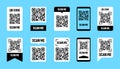 QR code scan. Qrcode design frame. Barcode scanner with white tag for smartphone. Identification label. Mobile pay